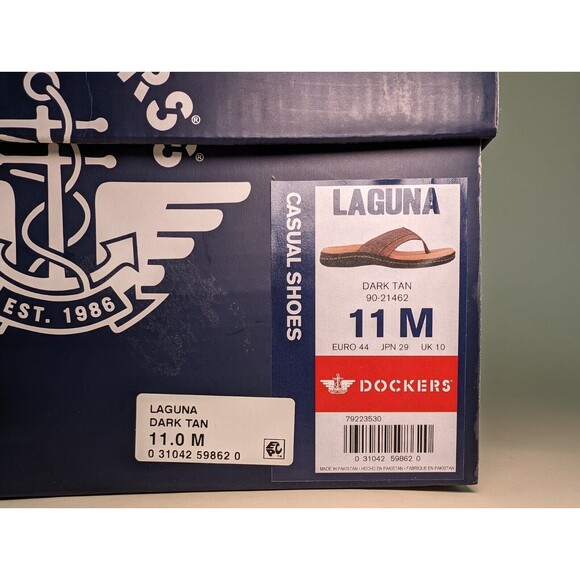 Dockers Sandals Mens 11M Laguna Flip Flop Dark Tan Memory Foam Insole Shoes NEW - Picture 11 of 11